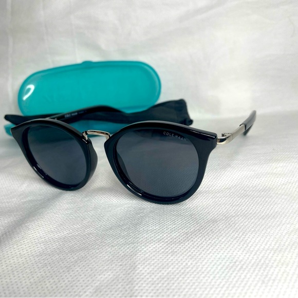 Cole Haan Polarized Vincent Black Chrome Cat Eye Sunglasses CH9012 50[]19 145 - Picture 1 of 13
